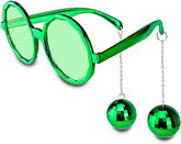 Lunettes de soirée disco Nessiworld avec boucles d'oreilles boule de couleur verte